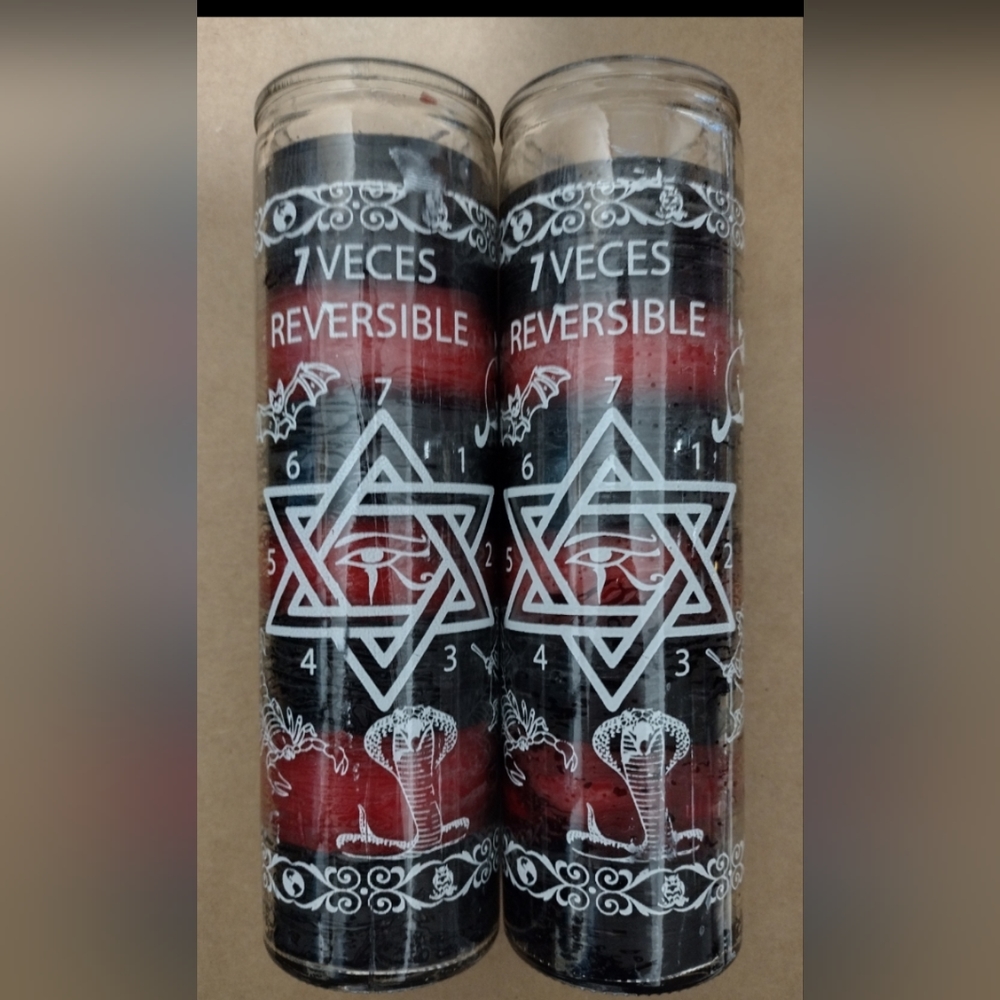 2X 7 VECES REVERSIBLE VELADORAS / 7 TIMES REVERSE - 2 CANDLES - FREE SHIP